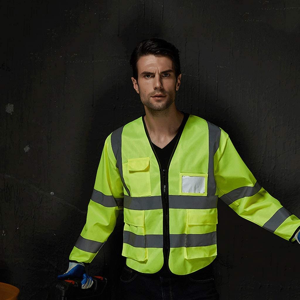Chalecos de seguridad, chalecos reflectantes de alta visibilidad, traje reflectante de manga larga, chaleco reflectante de seguridad, traje de ciclismo cálido fluorescente, chalecos reflectantes