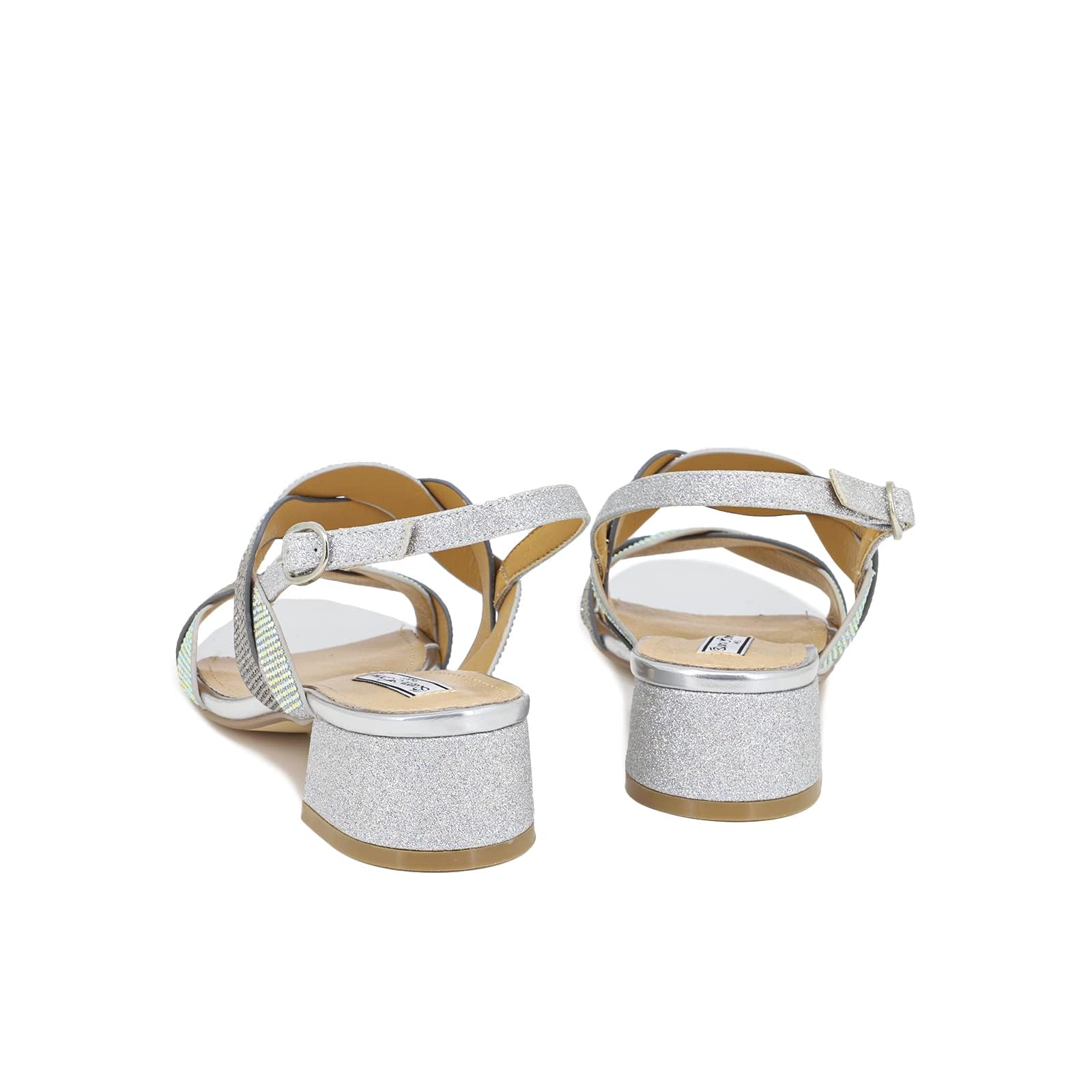 QUEEN HELENA Sandali con Tacco Basso Scarpe Eleganti con Strass Glitterati Donna ZM9011
