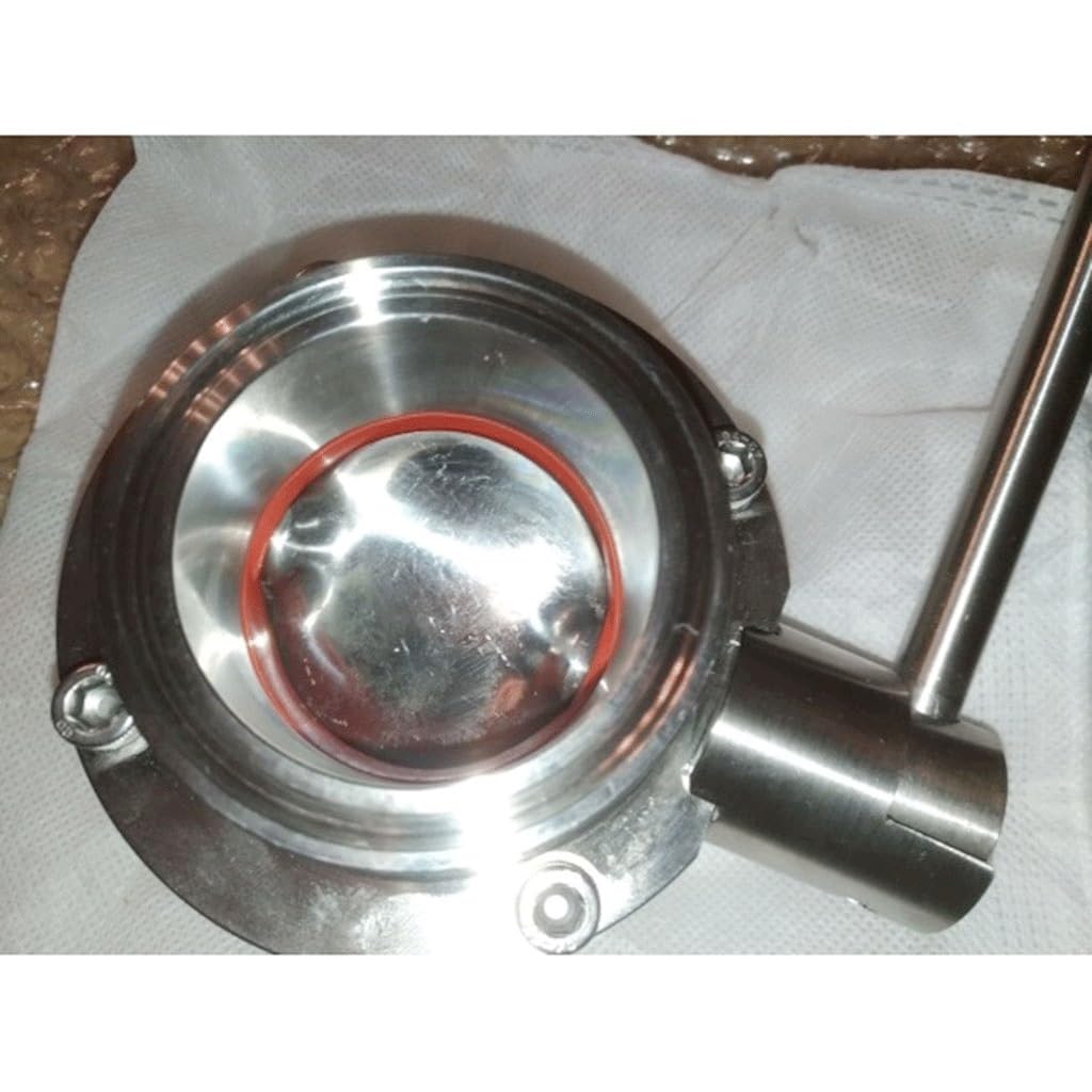 Vanne papillon sanitaire en acier inoxydable SS304 de 2in / 51 mm / 2in, 5,1 cm à trois pinces, pour brassage maison, bière, produits laitiers