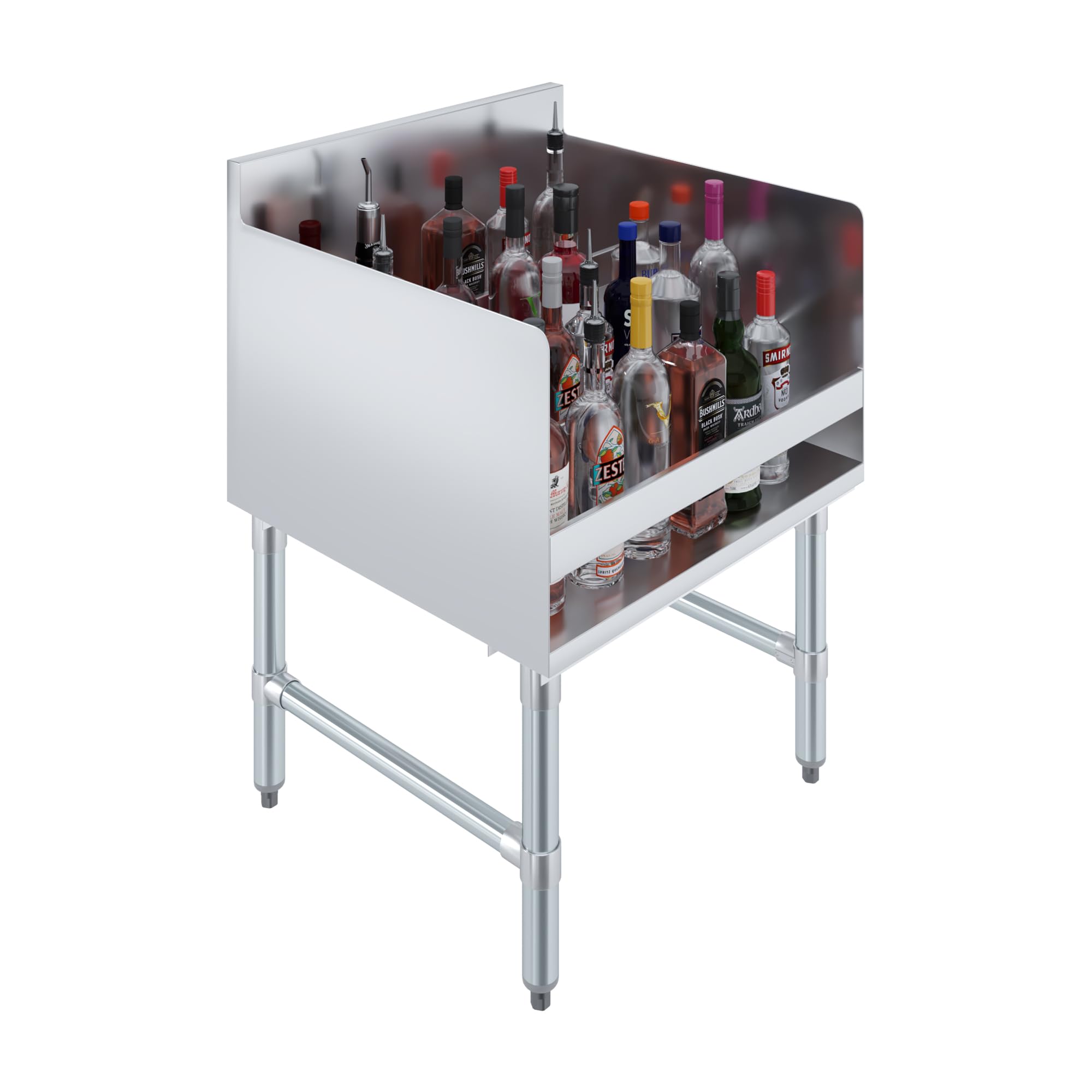 AmGood 22.5 in. x 24 in. x 33 in. Stainless Steel Four-Tier Liquor Display Rack