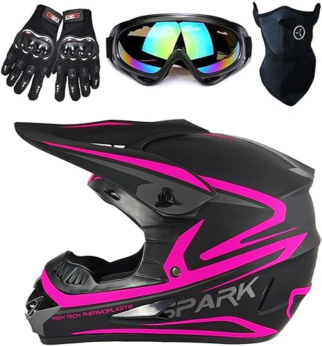 DOT Youth Kids Motocross Helmet, Unisex Off-Road Dirt Bike ATV BMX MX Downhill Street Ride Motorcycle Helmet Goggles Gloves Mask
