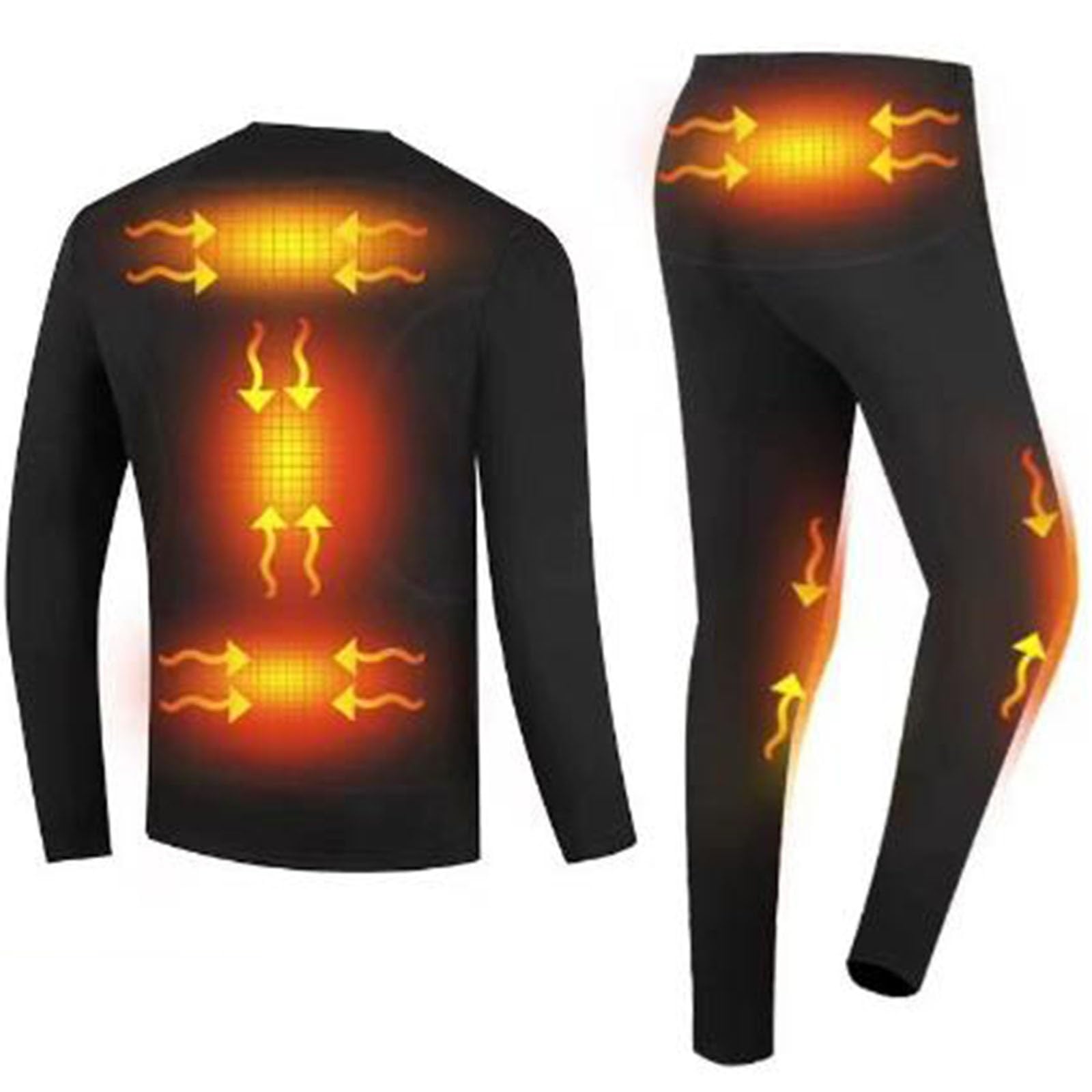 Ensemble de sous-vêtements Thermiques Chauffants pour Homme et Femme, USB - Col Rond - Couleur Unie - pour Moto, Chasse, Camping