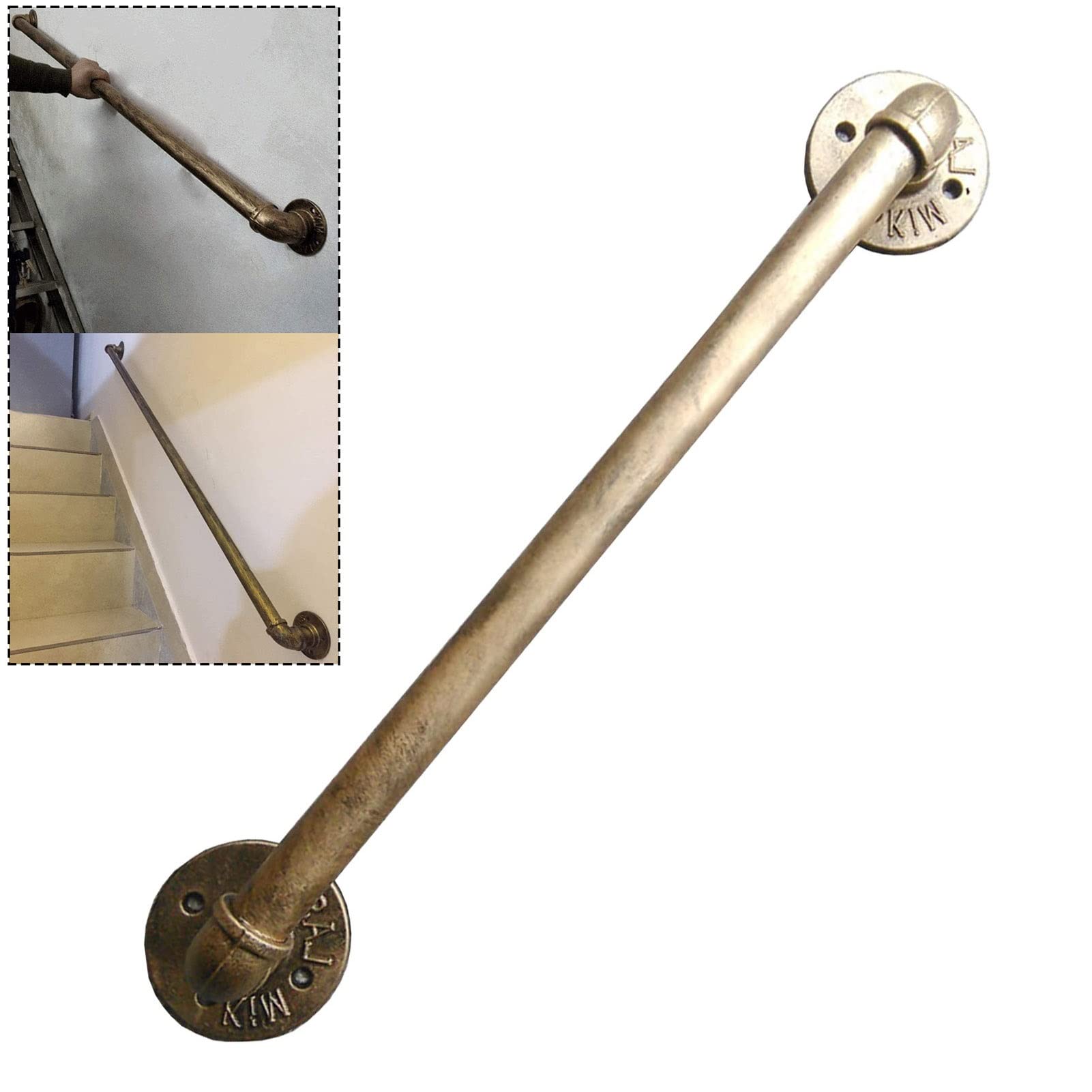 Barre d'appui de sécurité antidérapante avec supports muraux pour escalier intérieur