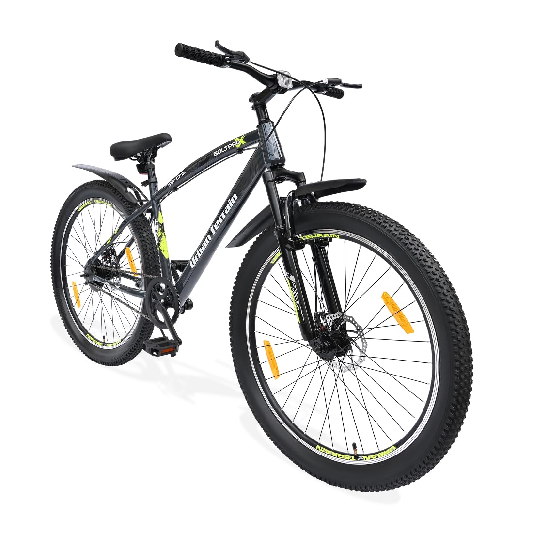 Urban Terrain Bolt Pro Cycle/Bicycle MTB 27.5T Single Speed with Front Suspension & Disc Brake Bicycle for Men/Boys Mountain Bike | Ideal for 15+ Years,Unisex, Frame Size :17.5 inch (Grey)