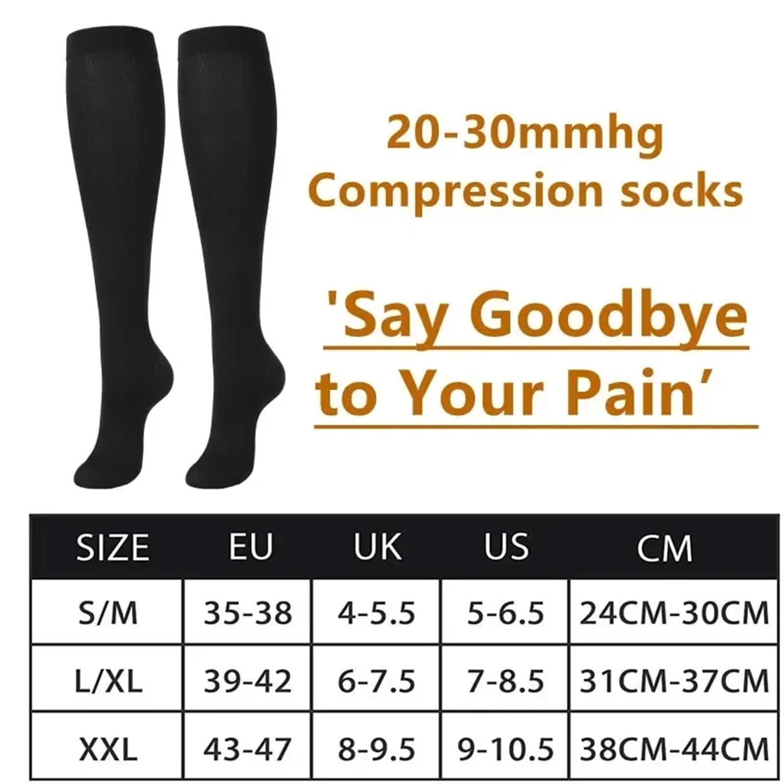 3 paia di calzini a compressione, unisex, per diabete varicoso, gravidanza, corsa, calcio, basket, escursionismo, sport