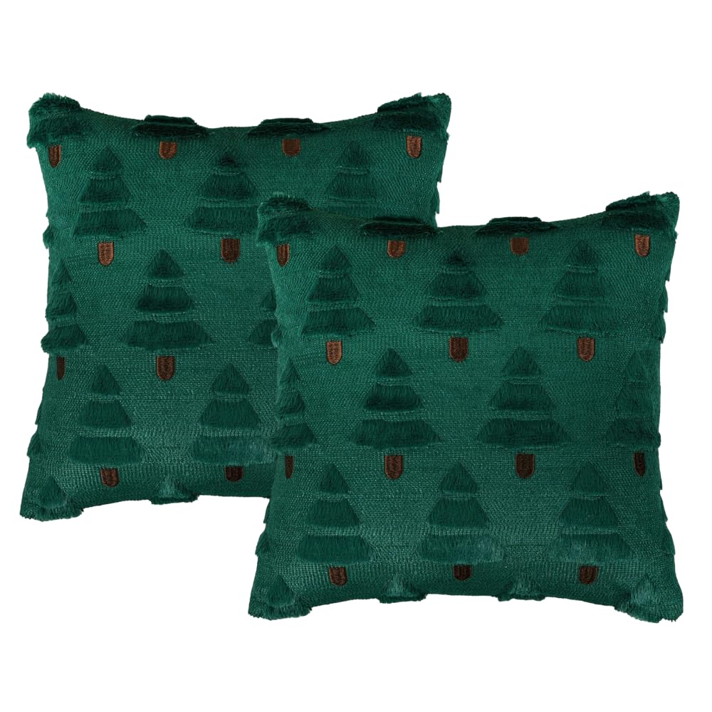 MiOYOOW Christmas Cushion Cover, 2PCS Christmas Plush Throw Pillows Covers Breathable Xmas Pillowcase for Winter Valentines Day Sofa Bedroom Decor Present