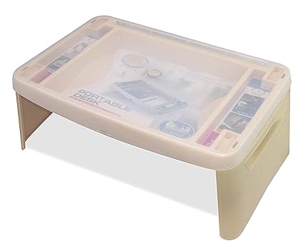 MAHVIW Folding Lap Desk, Laptop Desk, Breakfast Table, Bed Table, Serving Tray - The lapdesk Contains Extra Storage Space and dividers & Folds Very Easy, Great for Kids, Adults, Boys, Girls, (Multi)