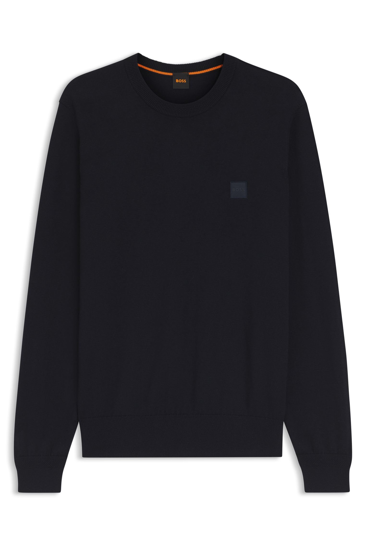 BOSS Herren Kanovano S Pullover aus Baumwoll-Mix mit Kaschmir-Anteil und Logo-Patch