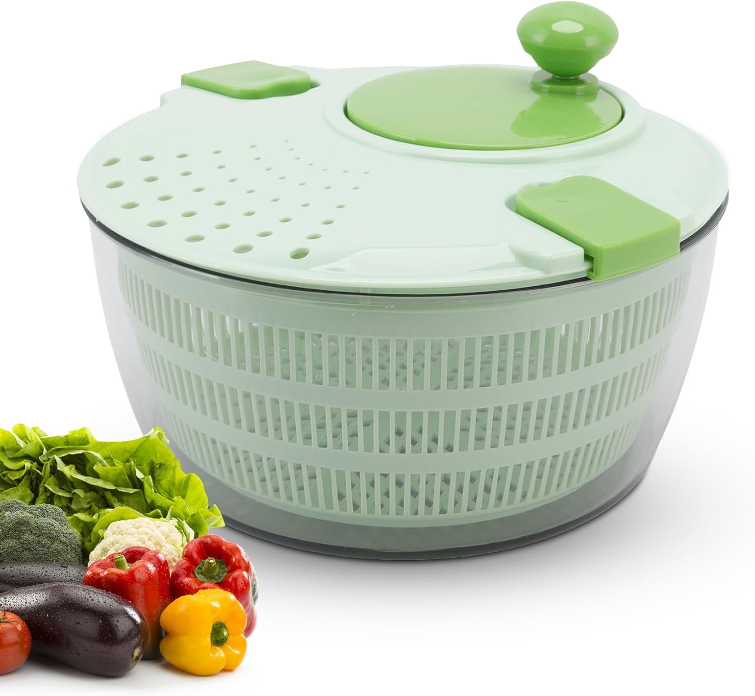 Salad Spinner, 4L Fruit and Vegetable Washer, Spin and Dry Salad Greens, Veggies Drainer Colander Plastic Bowl, Little Salad & Herb Spinner