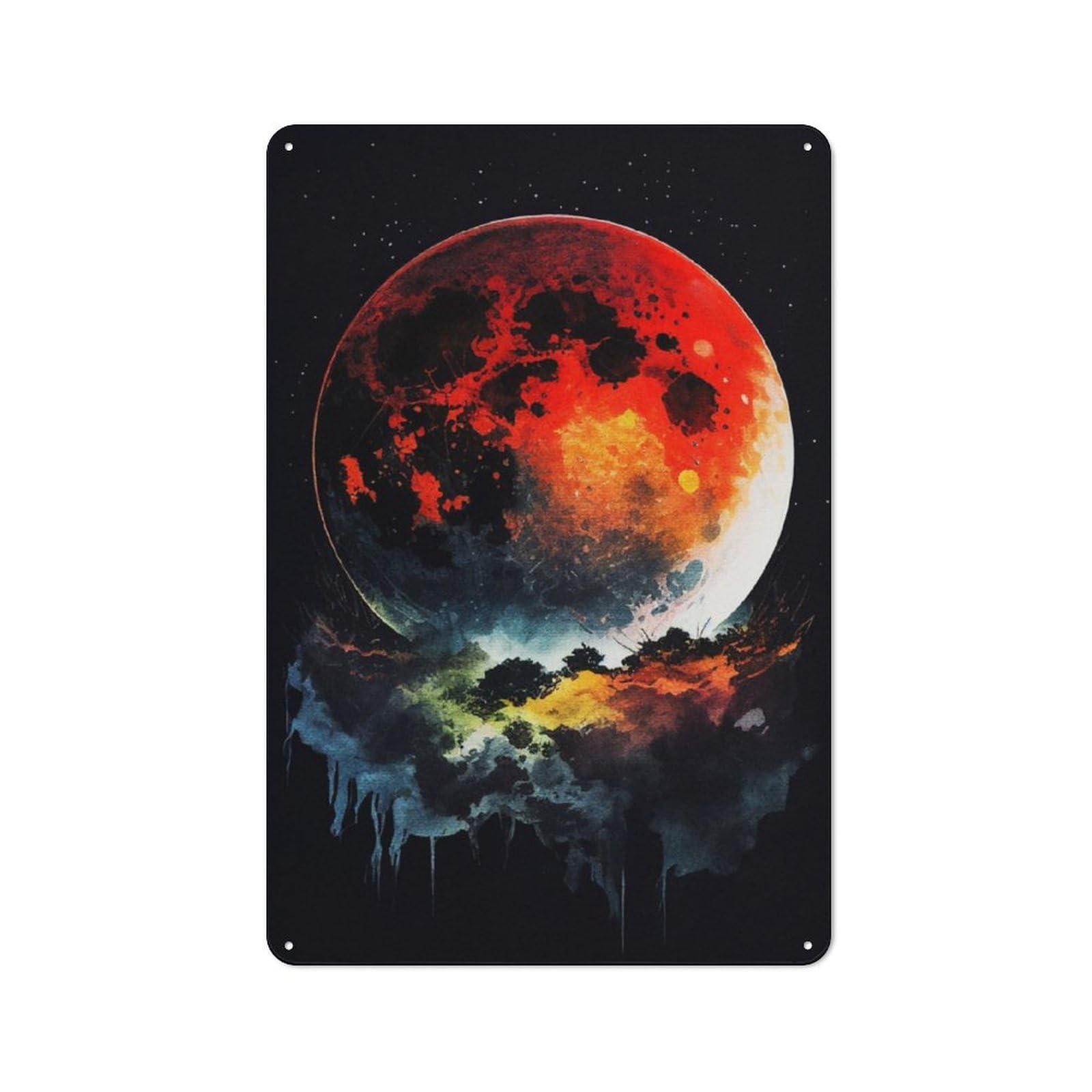 Junmoney Splatter The Moon Retro Tin Wall Plaque 30X20cm For Man Cave Or Games Room, For Games Room Collectors