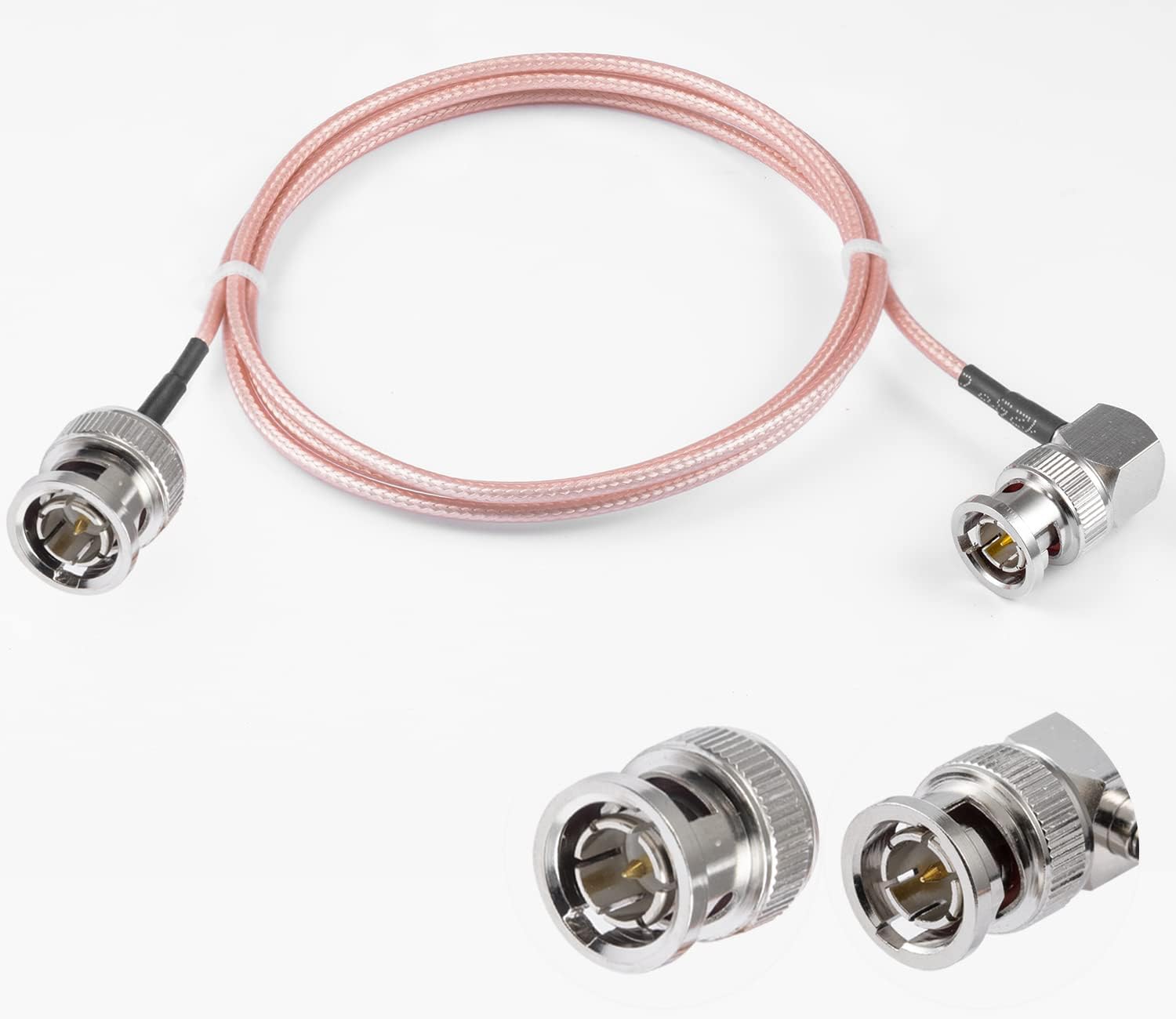 Vecys BNC Male to BNC Male Right Angle Cable 75ohm BNC Male to Male Right Angle HD-SDI RG179 RF Coaxial Pigtail Jumper Cable 3ft/1m for VCR Camera Marine CB Radio CCTV Monitor