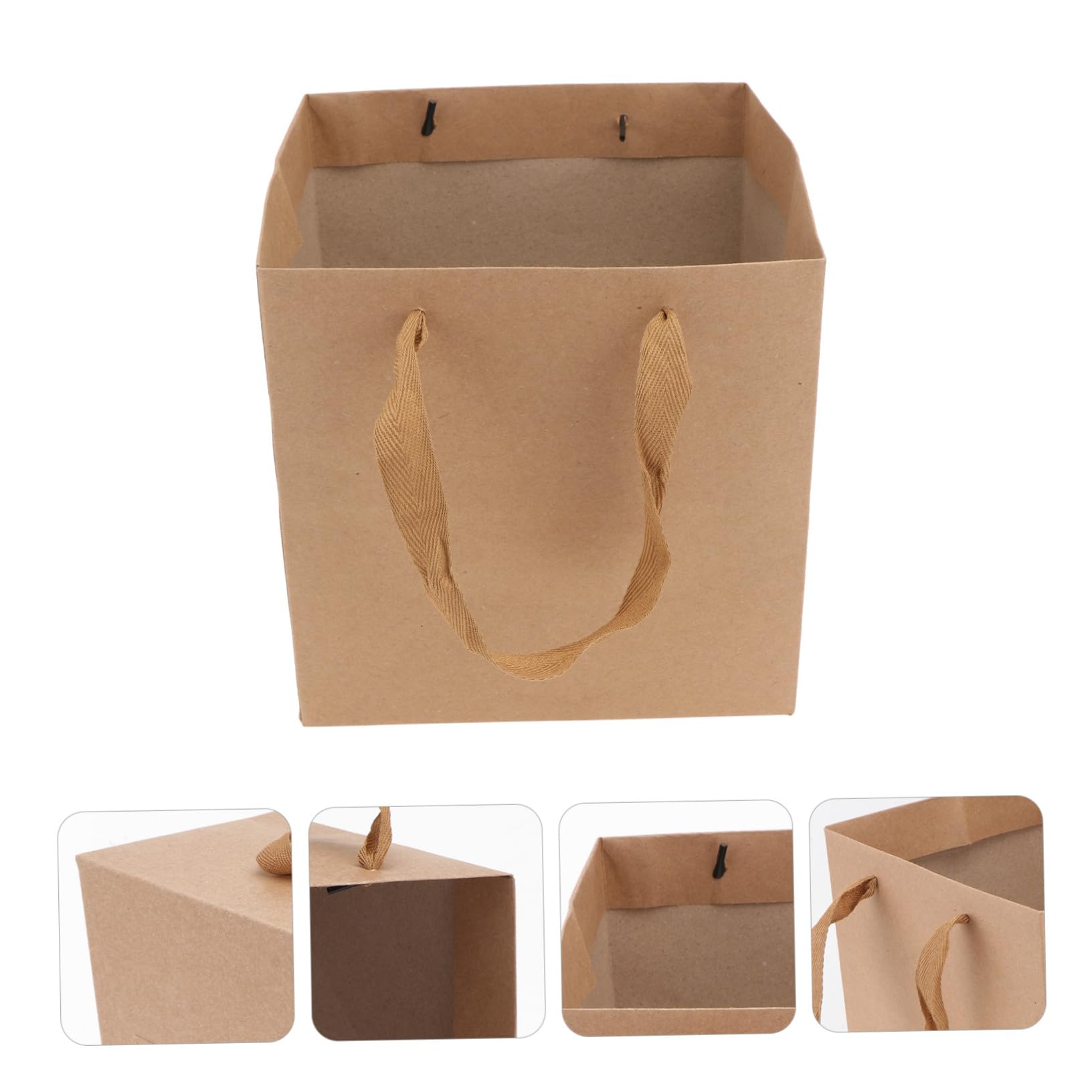 BESTYASH Quadratische Kraftpapiertüten als Geschenktüten aus Papier 10 Stück und Stabiler Standfestigkeit mit Moderater Kapazität für Party und Snacks