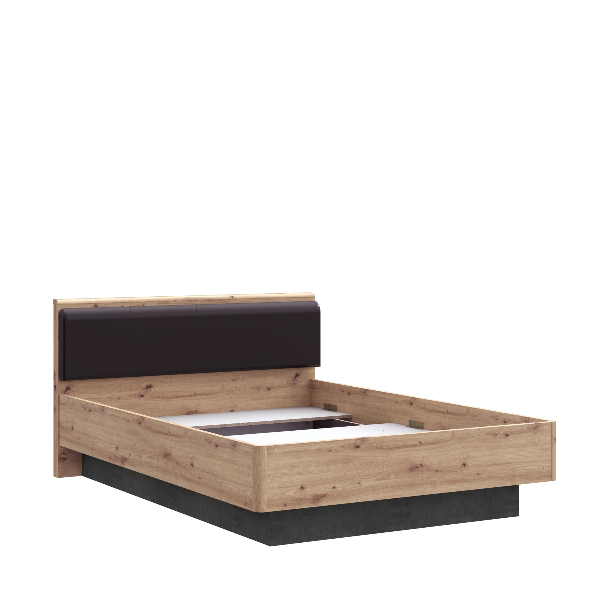 Forte Raven Jugendbett 140 150, Liegefläche: 140 cm x 200 cm, Jugendzimmer, Kinderzimmer, Holzwerkstoff, Artisan Eiche Holzdekor/Betonoptik Dunkelgrau, 146,2 cm breit x 87,7 cm hoch x 209,6 cm tief