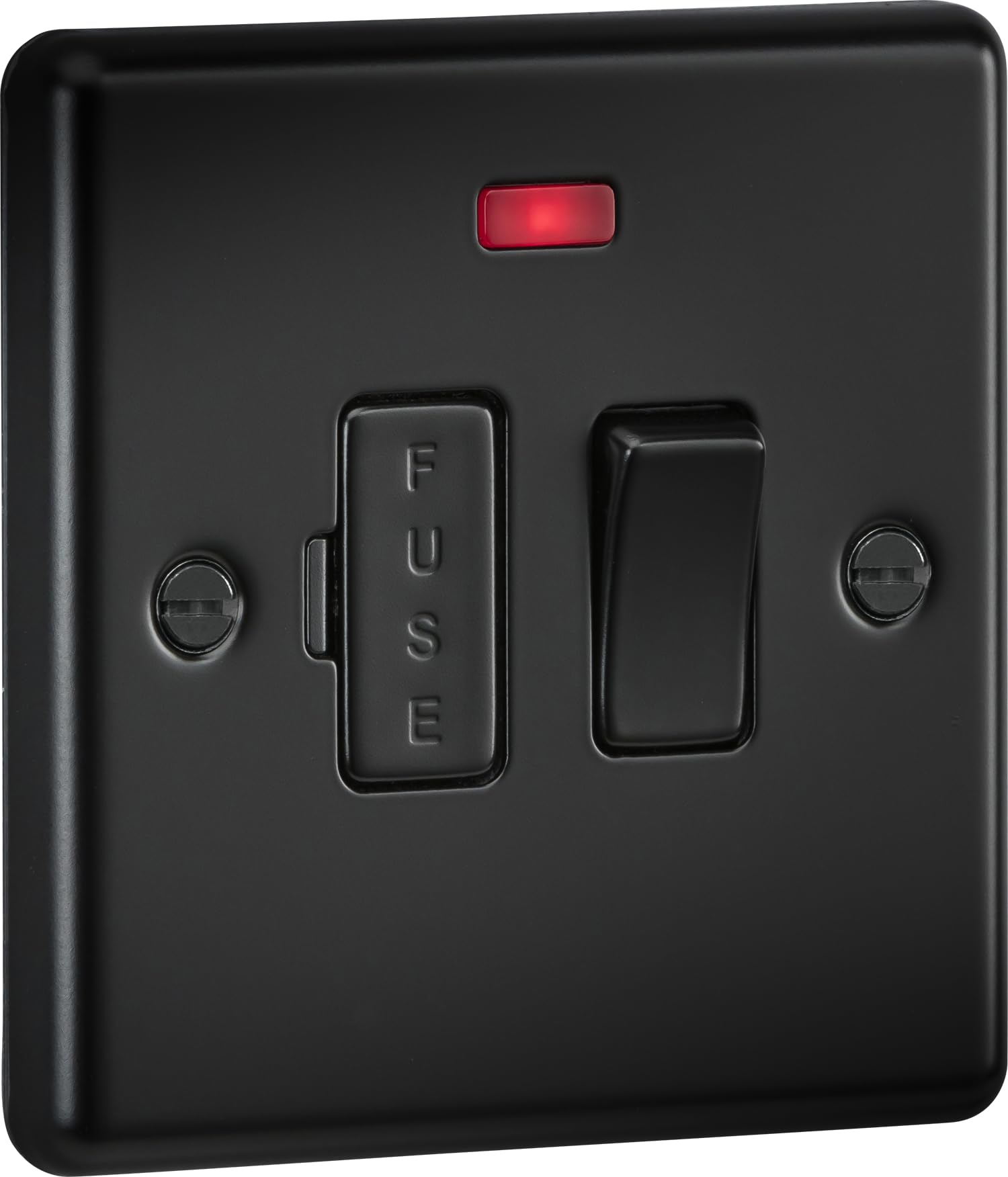 Knightsbridge Matt Black 13A Switched Fused Spur Unit With Neon
