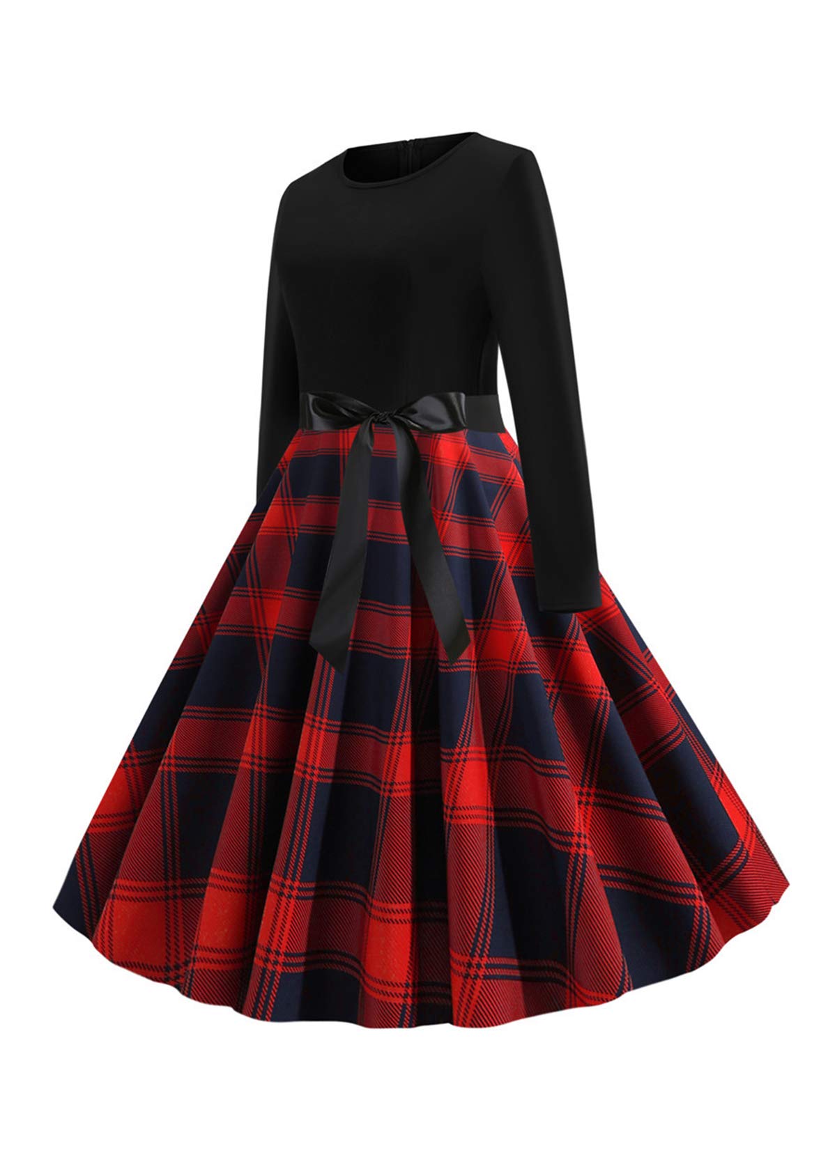 Abito da Cocktail Vintage retrò a Maniche Lunghe da Donna Abiti Stile Hepburn Abiti Vintage retrò Rockabilly