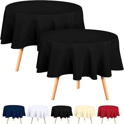 Utopia Kitchen - Paquete de 2 manteles redondos lavables a máquina, tela de poliéster decorativa, mantel circular para fiestas, eventos, cenas de