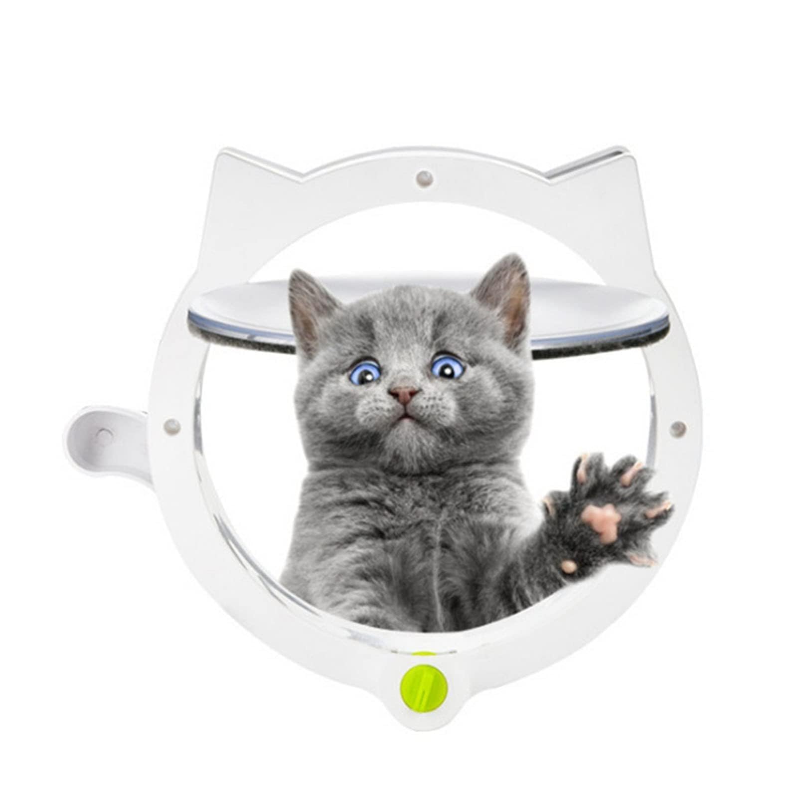 Cyrank Cat Door, Interior/Exterior, White, ABS Plastic, Safe, 4 Locking Modes, Automatic, Small (6x9 inches)