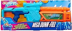 Nerf Super Soaker Mega Dunk-Fill lançador de água em plástico azul e laranja, com tanque de enchimento instantâneo de 1 litro, brinquedos de Natal e Ano Novo para crianças acima de 6 anos.