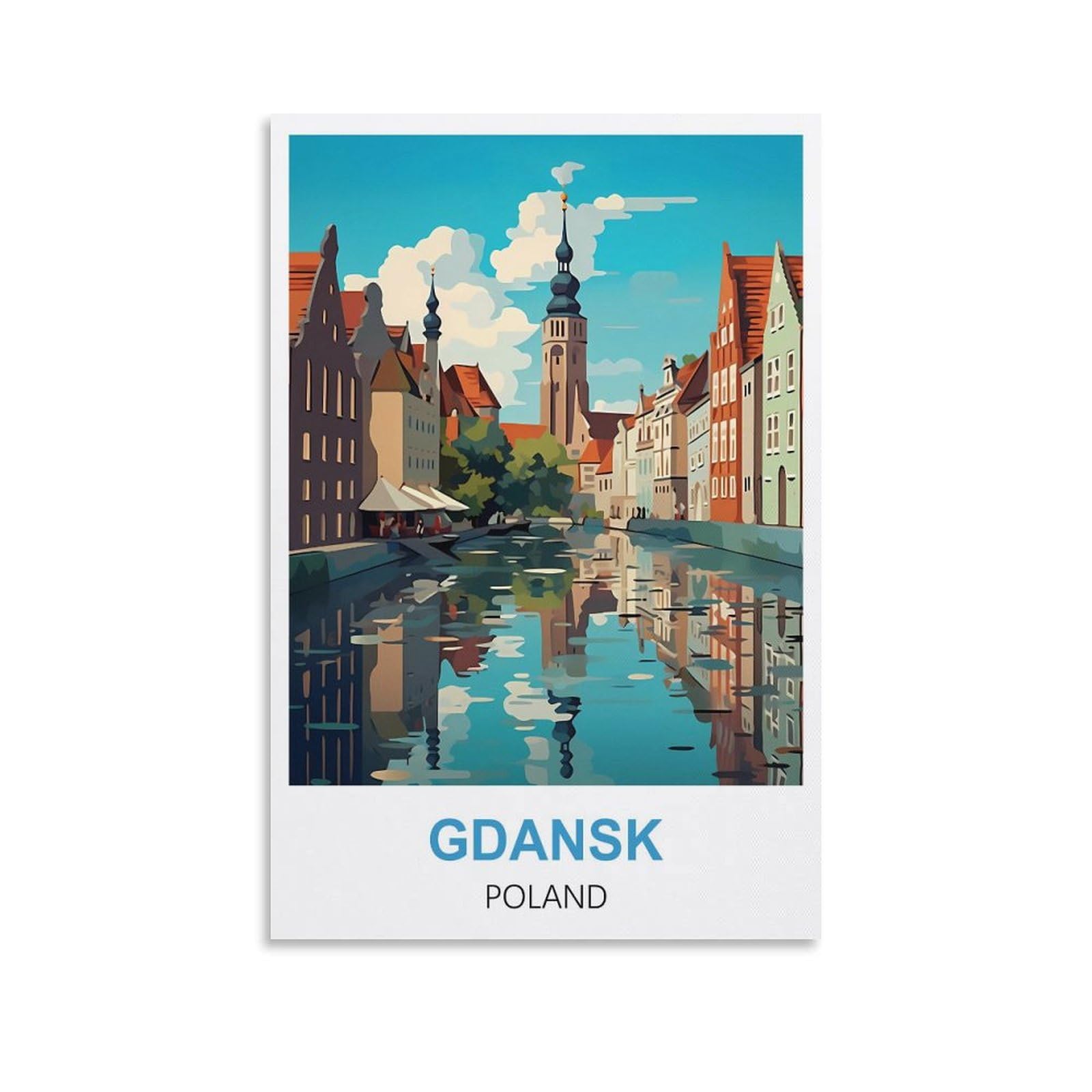 CYYHGEE Gdansk Poland Vintage Travel Posters 08x12inch(20x30cm) Canvas Poster Wall Art Living Room Home Decor