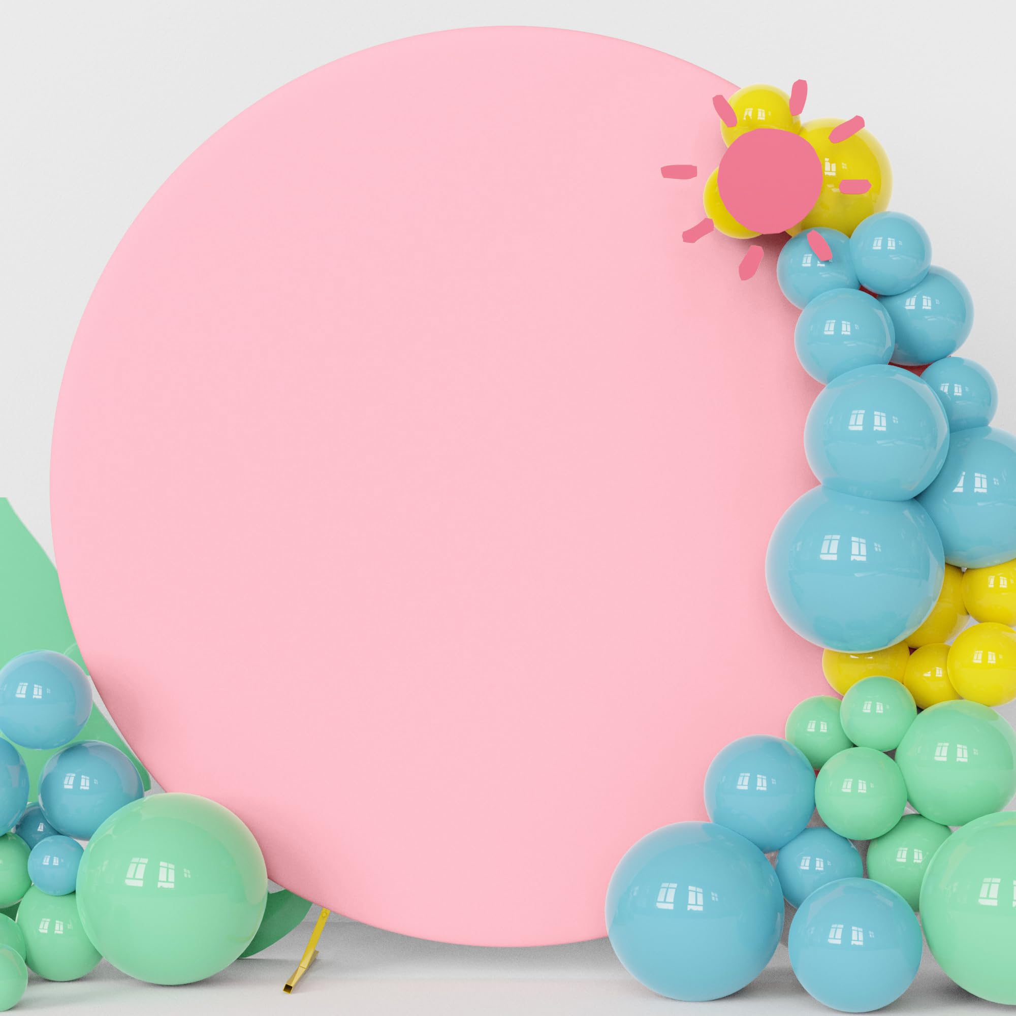 Fomcet 7.2FT Round Backdrop Cover Pink Wedding Arch Cover for Circle Balloon Arch Frame Arch Backdrop Covers Fabric for Wedding Birthday Party Baby