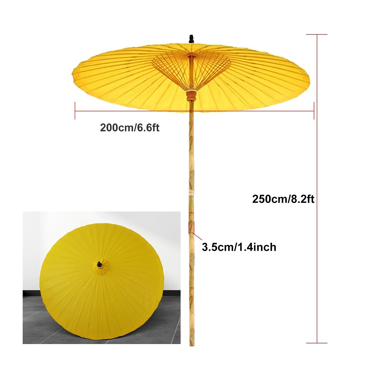 200 cm okrągły parasol Shanghai, odporny na promieniowanie UV, osłona przeciwsłoneczna z bambusa na patio, basen
