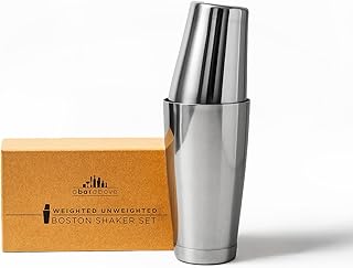 A Bar Above Professional Boston Shakers Set 18 oz Weighted and Unweighted Stainless Steel Cocktail Shaker Set for Bartenders, Premium 304 Steel Bar Shaker, Essential Bartending Tools for Mixing Drinks