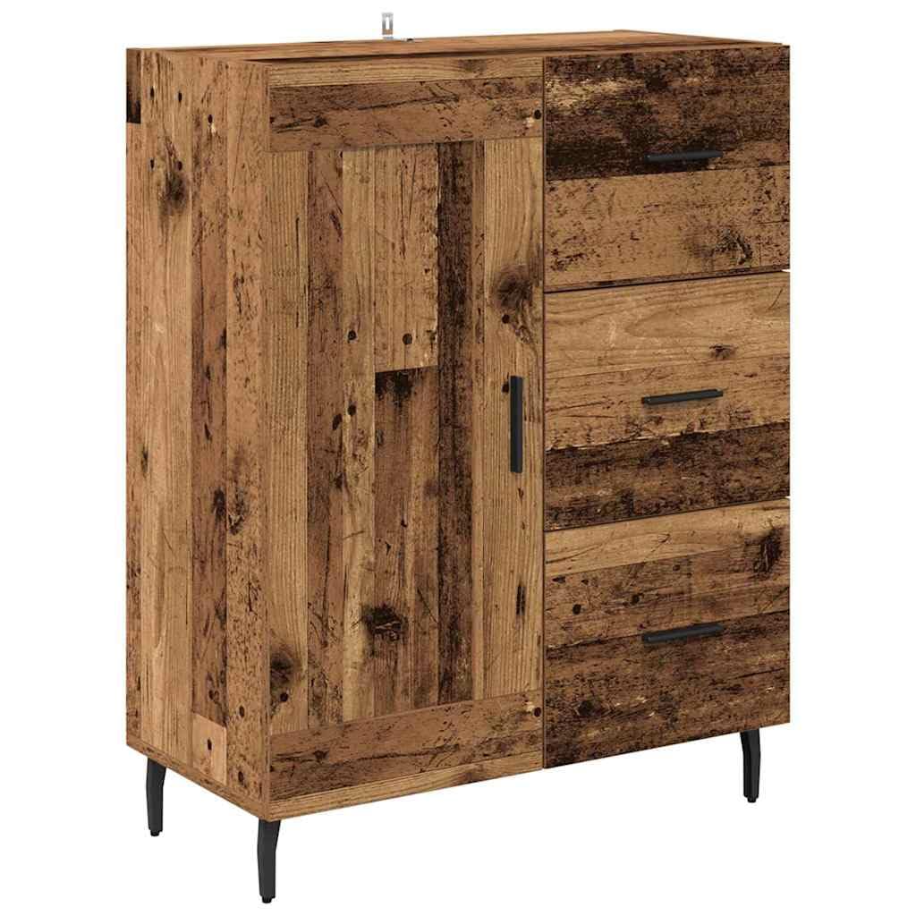 Mobiletto alto, 2 pezzi, con 3 cassetti, effetto legno anticato