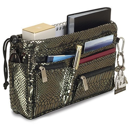 Handbag 2 Handbag luxury bag organizer (Golden Pewter Snakeskin animal print)