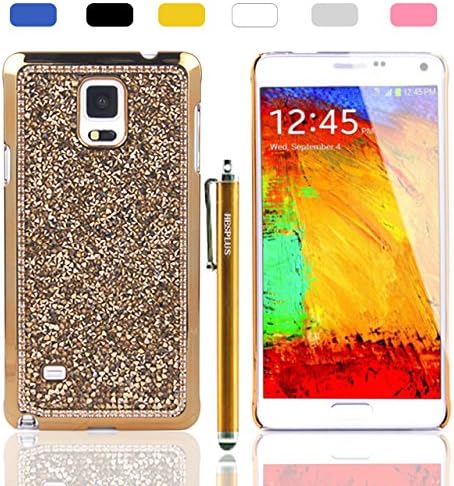 Galaxy Note 4 Case, HESPLUS Bling Glitter Handcraft Rhinestone Diamond Hard Case Case for Samsung Galaxy Note 4 (gold) + Stylus Pen