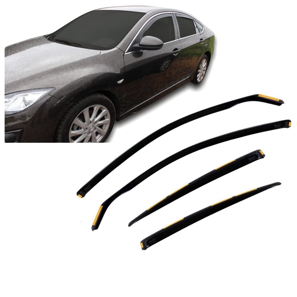J&J AUTOMOTIVE Derivabrisas para Mazda 6 4 puerta Limusina 2007-2012 4 piezas