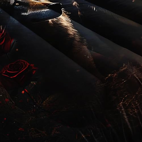 Miniatura 3 de AILONEN Juego de edredón de lobos, tamaño Queen para niños y niñas, juego de ropa de cama de 3 lobos y rosas rojas y 3 lobos, juego de edredón con