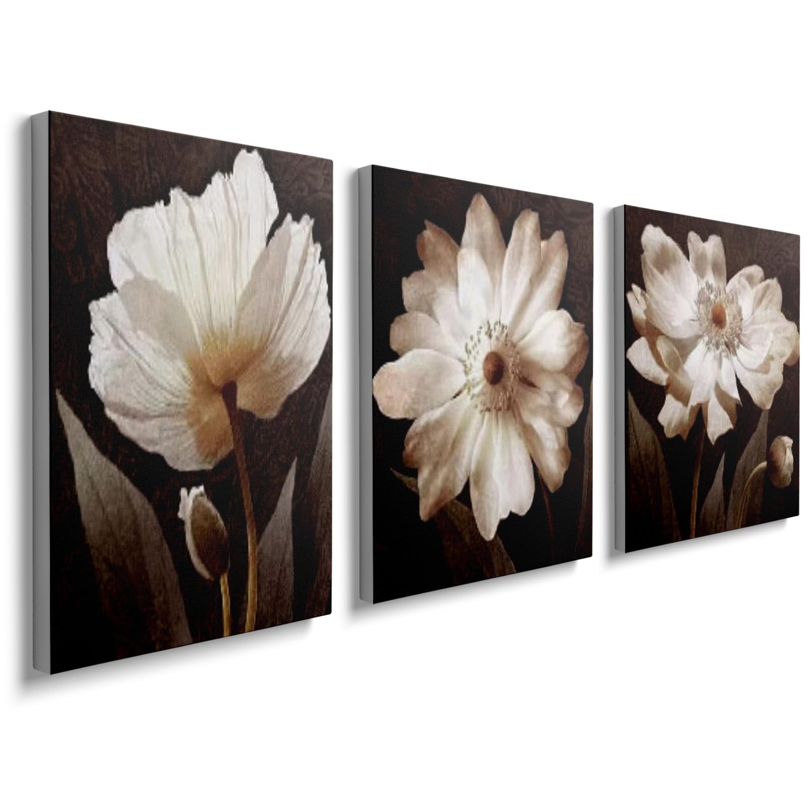 Wall art for Living Room White Lotus Flower Bloom Picture Prints Artwork Bathroom Wall Decor Framed for Home Office GBYH0405