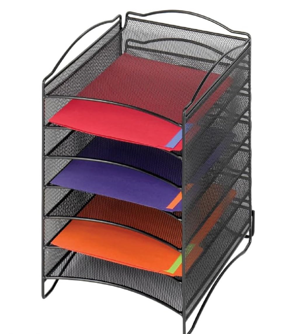 Desktop Organizer,6-Pocket,10-1/4"x12-5/8"x15-1/8",Black, Sold as 1 Each