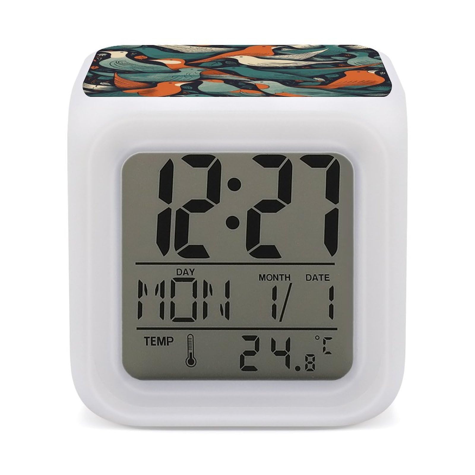 VstaDank Flock of Birds Alarm Clocks with 7 Color Changing Night Light Exquisite Bedroom Digital Clocks with LED Temperature Display Desk Clock Ok to Wake Clocks for Heavy Sleeper