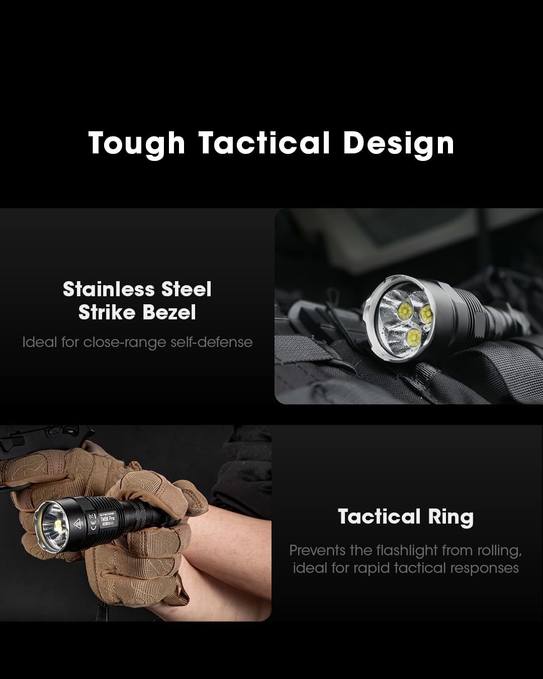 Nitecore TM9K Pro 9900 Lumen Fast Charging USB-C Flashlight, Black, TM9KPRO