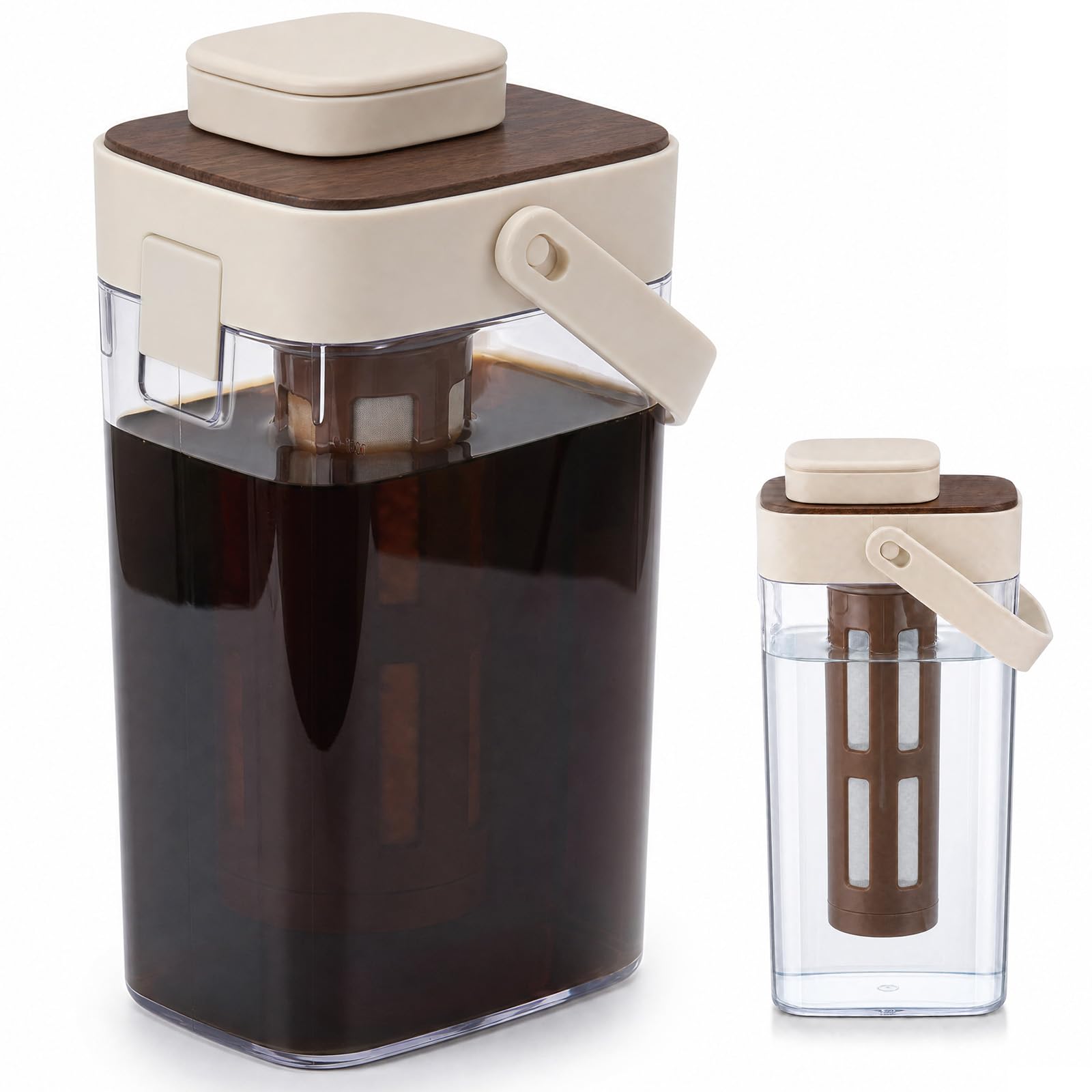 Cold Brew Coffee Maker, 1000ml Large Capacity Cold Brew Pitcher with Airtight Lid, Iced Coffee Pitcher for Brewing Tea, Fruit Tea and Juice Removable Ice Coffees Maker for Home, Party, Camping, Office