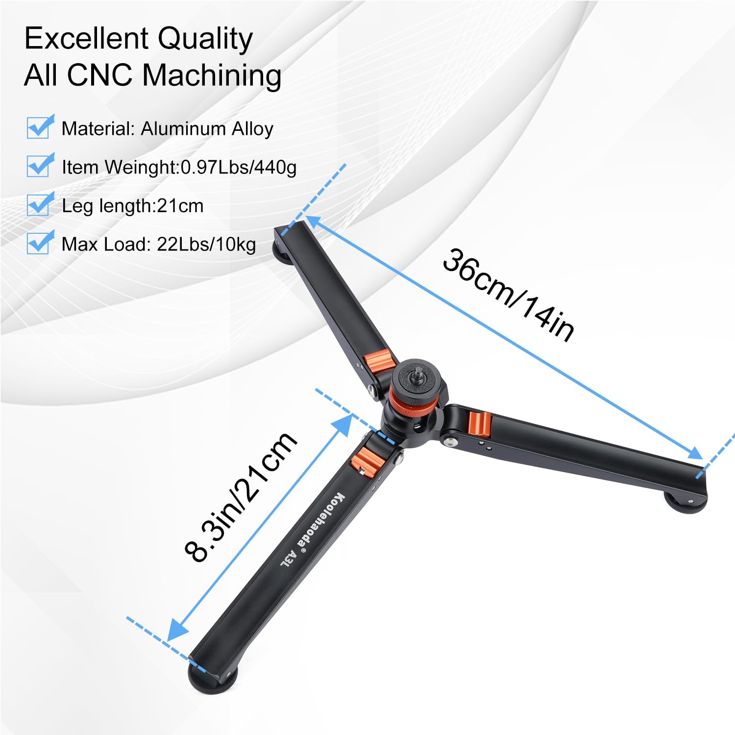 Koolehaoda trípode de Aluminio 3 pies para cámara DSLR y monopié, Soporte Universal 1/4"-3/8"