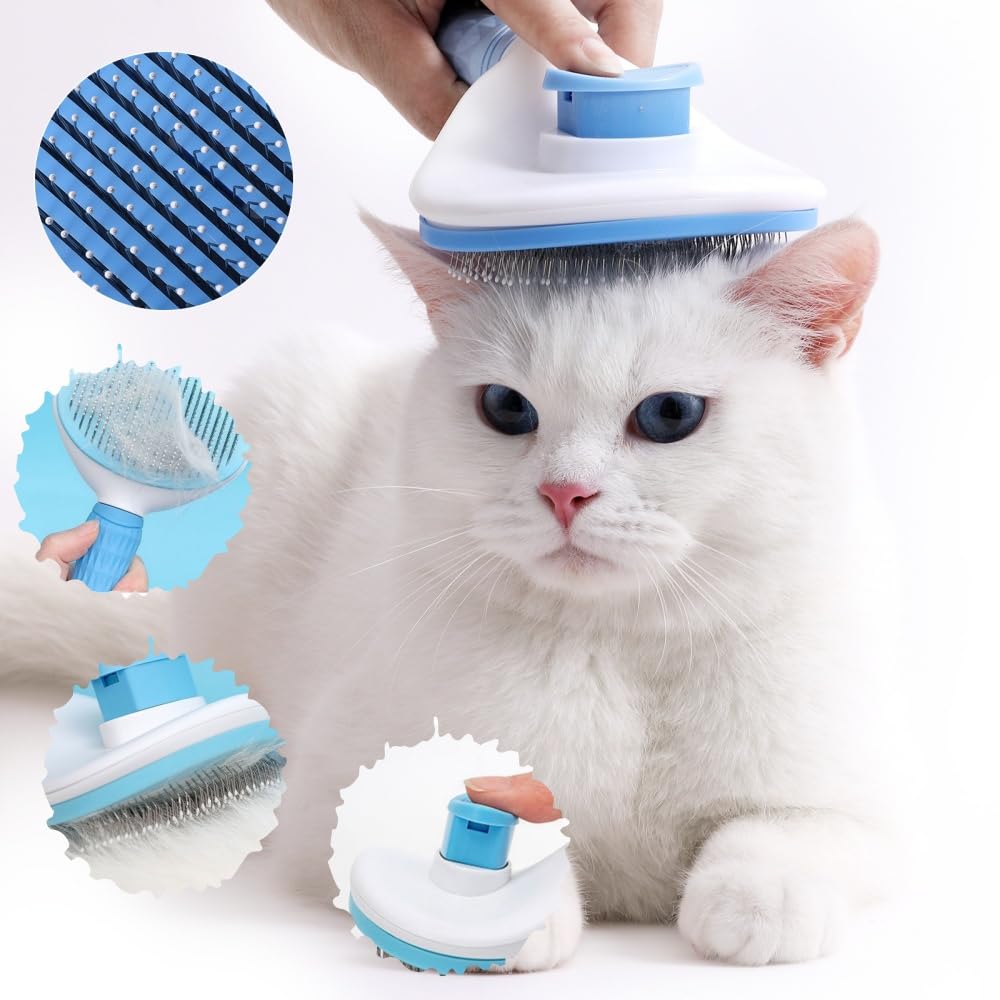 Cat Brush Self Cleaning, Ergonomic Handle,Slicker Cat Brush with Release Button,Tool Suitable for Cats and Dogs Pet Hair Cleaner, Easy to Remove Loose Undercoat - image 4