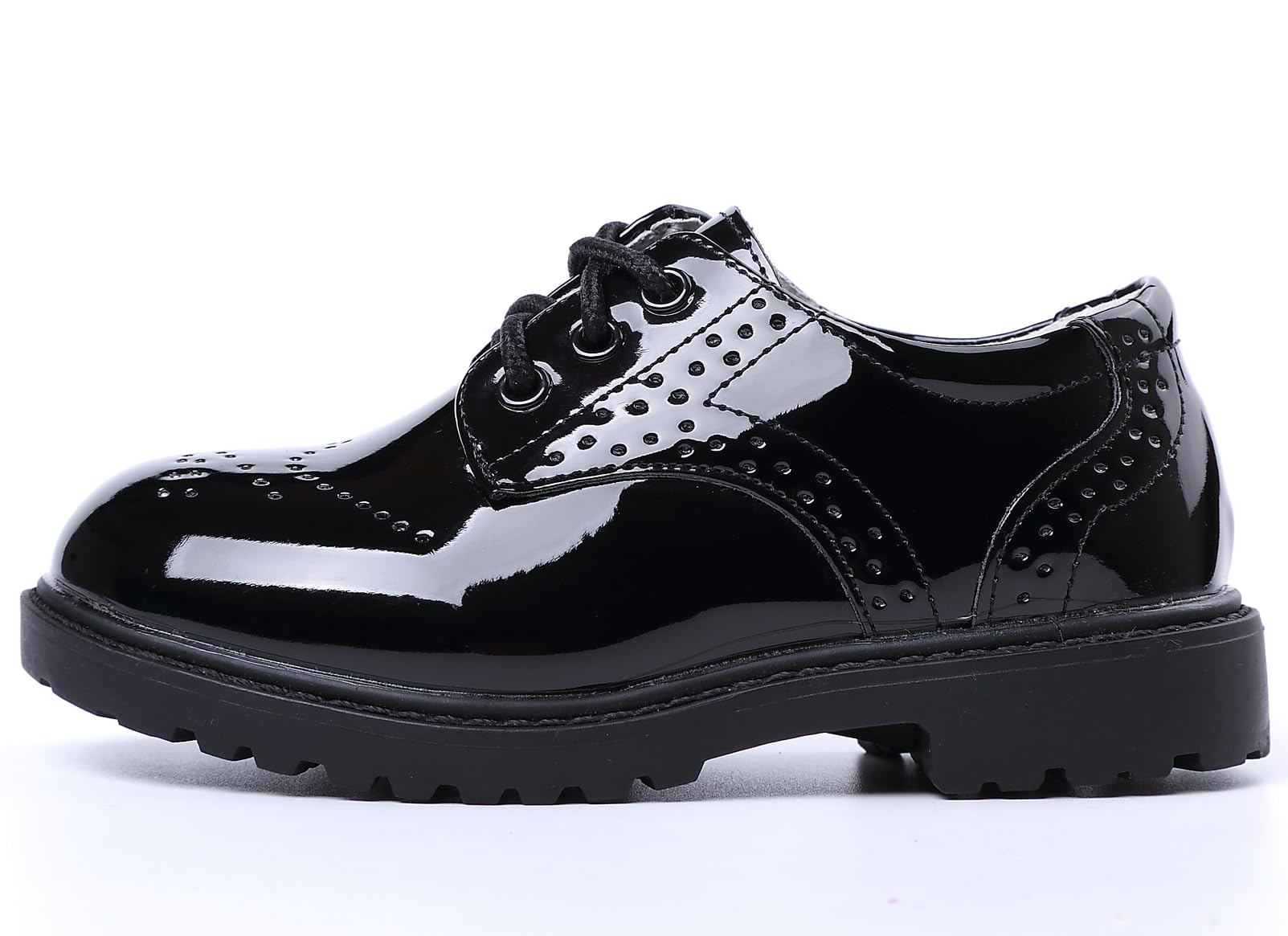 PPXID Jungen Schnürhalbschuhe wasserdichte Lackschuhe Schule Oxfords Uniform Hochzeit Anzugschuhe
