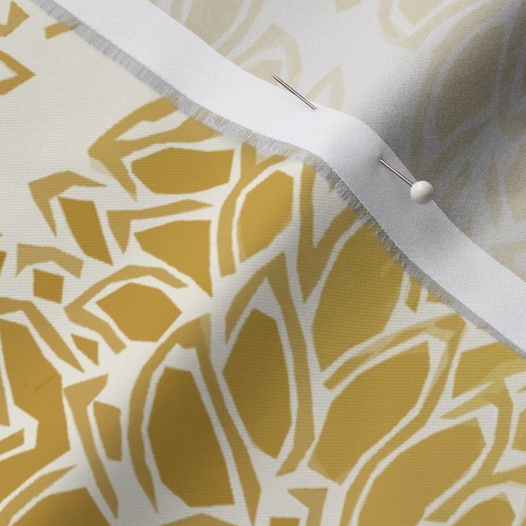 Spoonflower Fabric - Gold Asian Floral Peony Gender Neutral Printed on Organic Cotton Sateen Fabric by The Yard - Sewing Quilting Apparel Home Decor