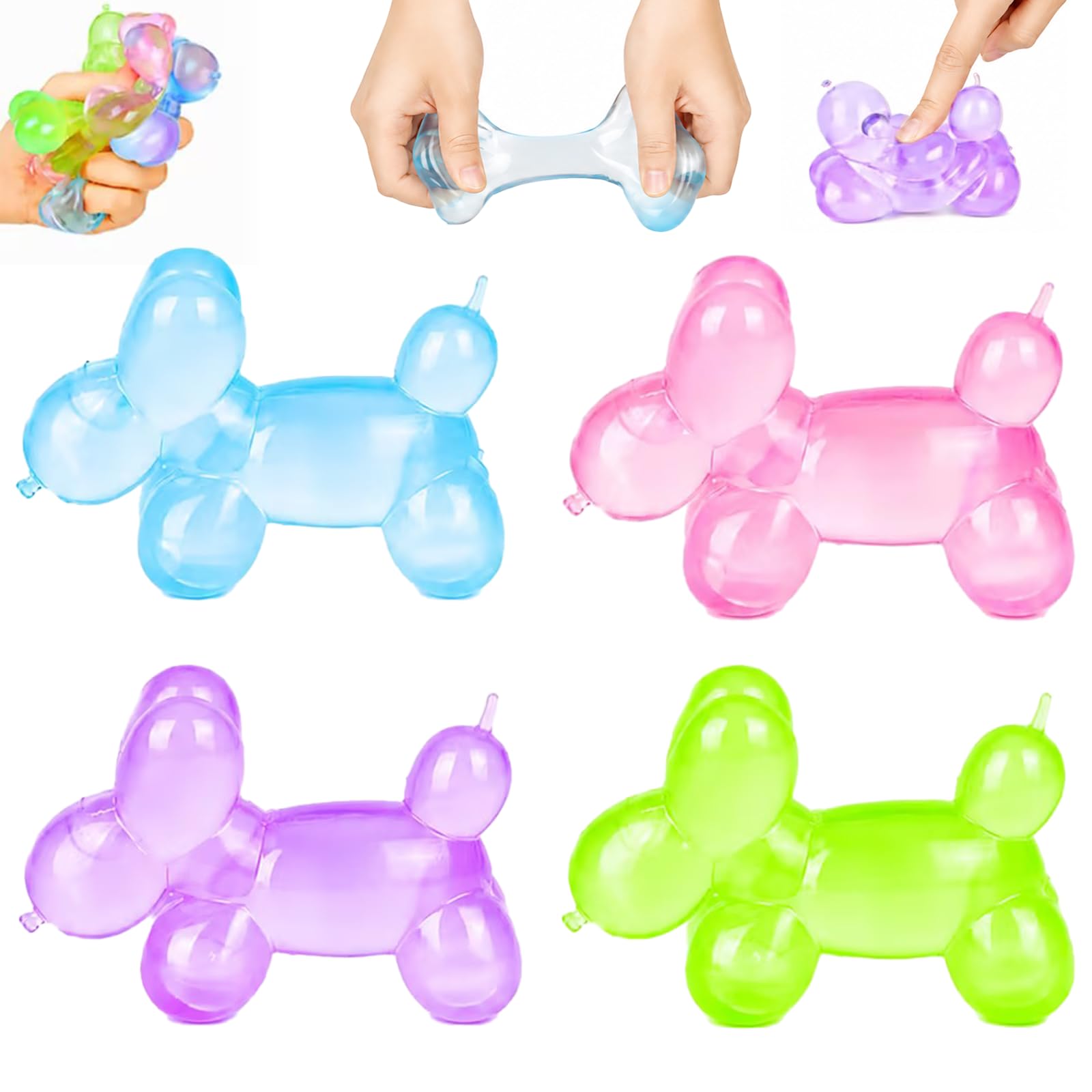 Balloon Dog Squishy Toys, 4PCS Squishy Stress Balls Fidget Toys