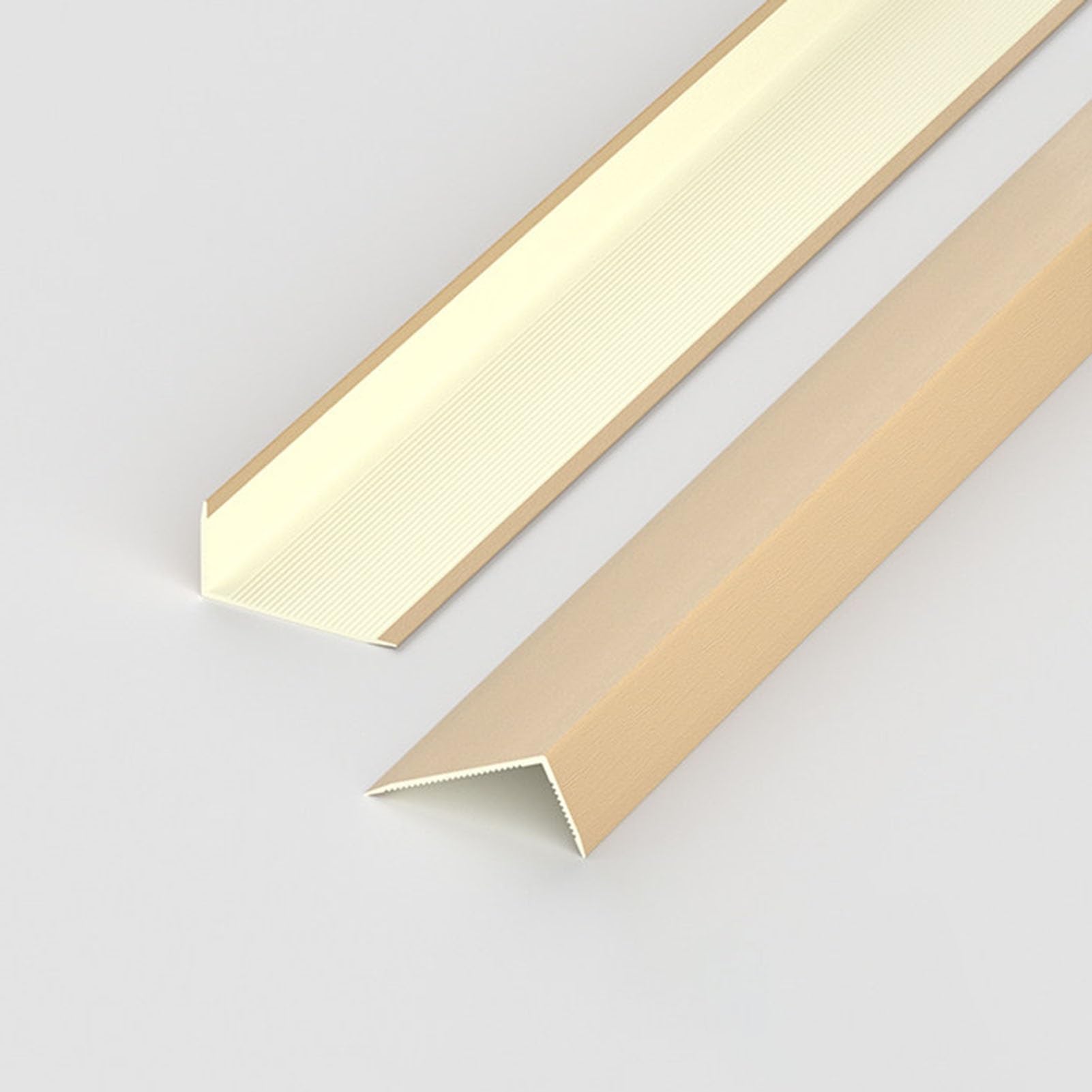 Wood Grain L-molding Transition Strip, Flexible PVC Door Threshold with Back Grooves, Cuttable Floor Edging Trim for Wall Corner Stair Protector