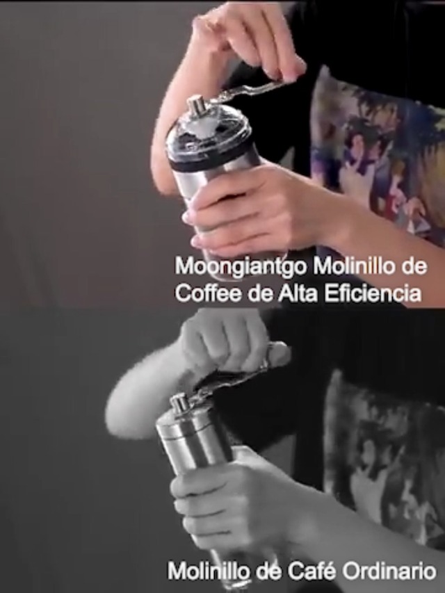 Moongiantgo Molinillo de Café Manual Acero inoxidable & Vidrio, con Cónica de Cerámica Ajustable de 5 Niveles Precisos… - Imagen 8