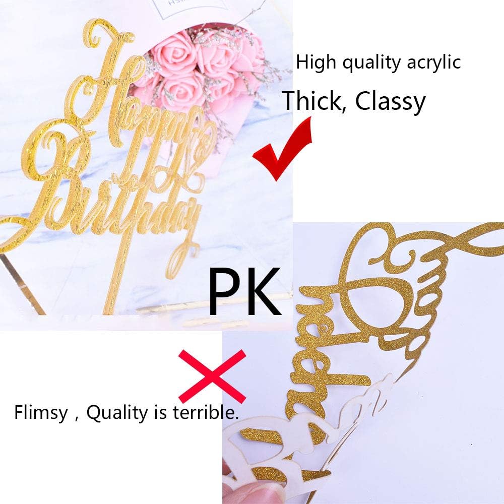 Crown Gold Glitter Happy Birthday Cake topper - Forever 18 Party Favors - 18th Birthday Party Decoration-18th Anniversary Party Decoration quality acrylic Gold - Image 6