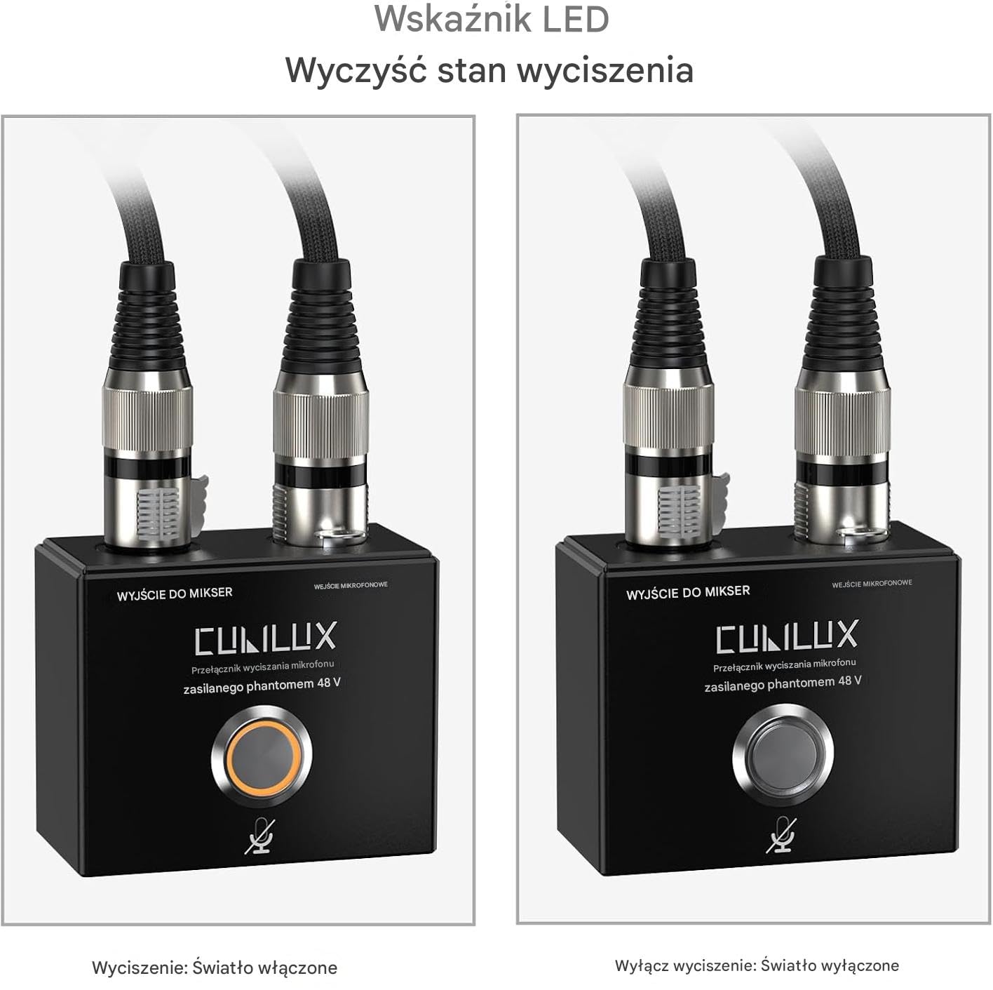 Cubilux MMX-1 XLR przełącznik wyciszający do mikrofonu, pełna obudowa ze stopu aluminium MIC włącznik/wyłącznik z otworem montażowym 1/4? Arri