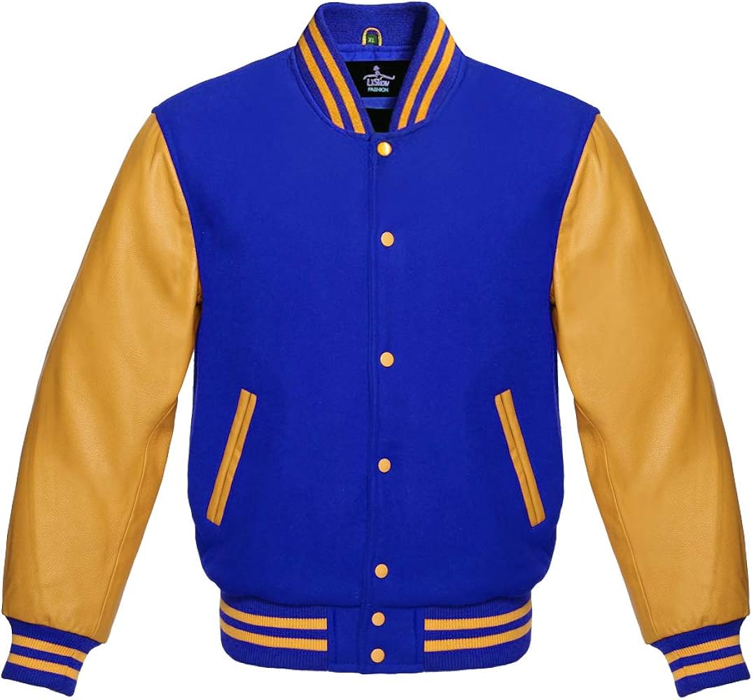 Men's Varsity Baseball Letterman Bomber Jacket Premium Wool