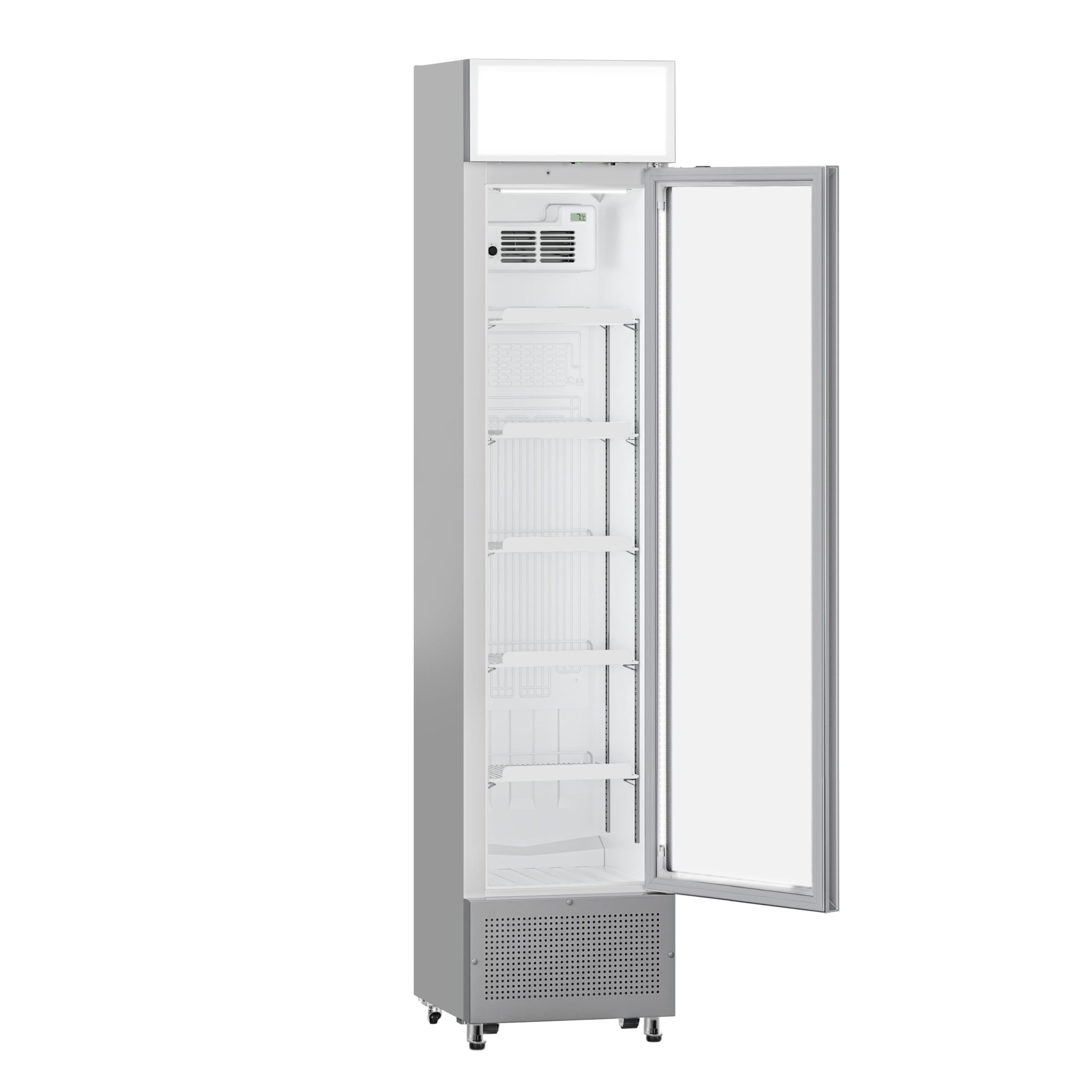 GGM Gastro | GK175UG | Getränkekühlschrank - 145 Liter - rahmenloses Design - mit 1 Glastür & Werbedisplay