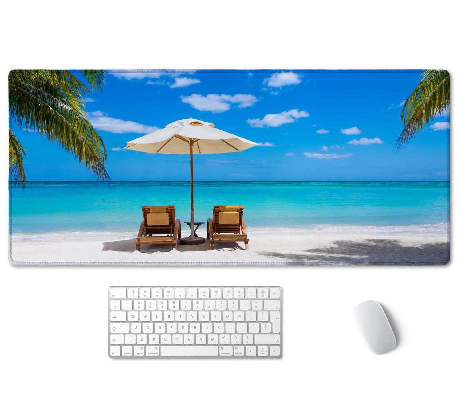 SSOIU Gaming Mouse Pad, Extended Mouse Pad, 35.5x15.7inch XXL Large Big Computer Keyboard Mouse Mat Desk Pad with Non-Slip Base and Stitched Edge for