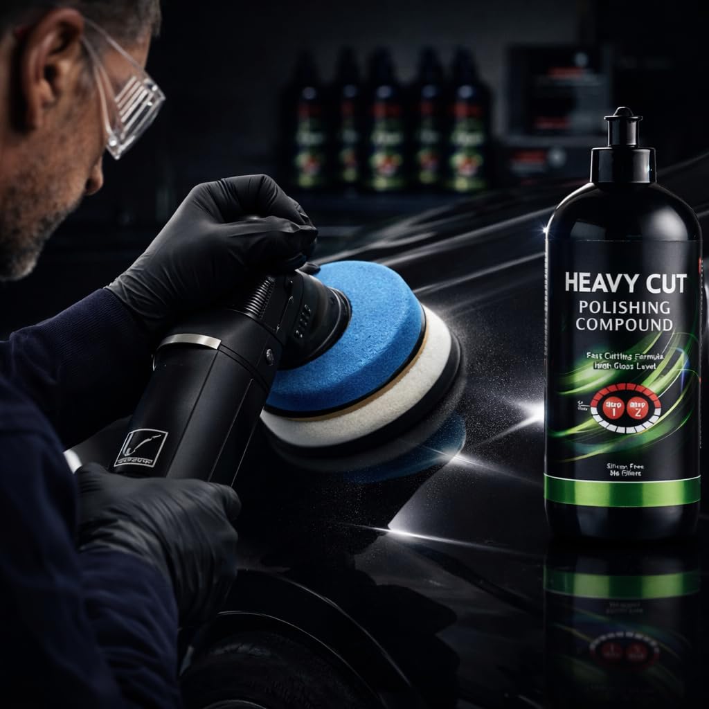 923 Heavy Cut Polishing Compound – Fast Cut & High Gloss Finish for Automotive Clear Coats – Silicone-Free, Water-Based, 1kg Bottle – Removes P1500+ Scratches & Restores Shine