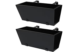 BIRDROCK HOME 2-Pack Metal Railing Planter Box | Flower Boxes for Deck...